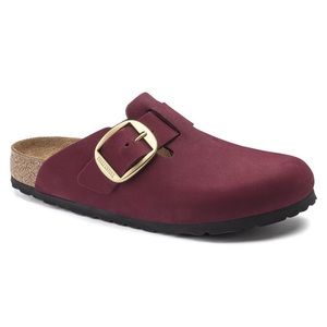 Like new- worn 2x Birkenstock Boston Big Buckle Maroon Nubuck Narrow sz 10 Women